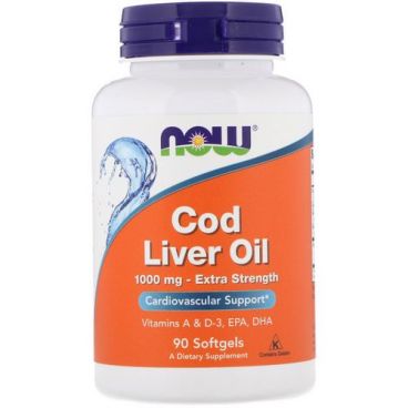 Imagine produs NOW Foods Cod Liver Oil 1000mg Omega 90caps