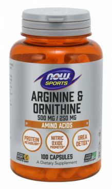 Imagine produs Now Foods Arginine Ornithine 100 caps